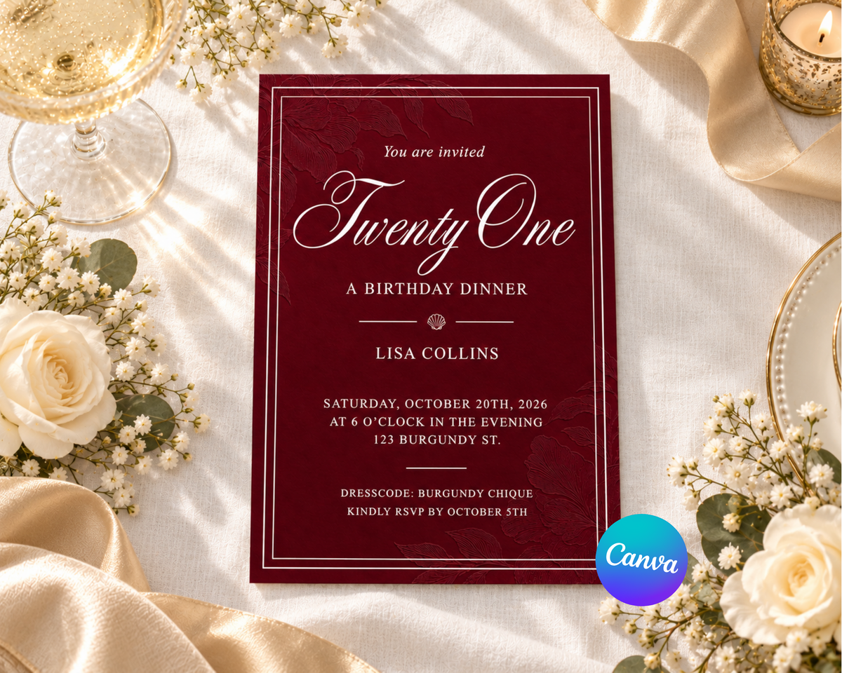 Aesthetic Invitation - Burgundy Blush