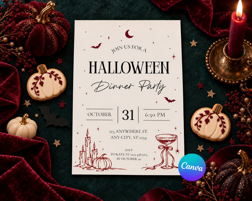 Halloween Invitation - Burgundy Moon