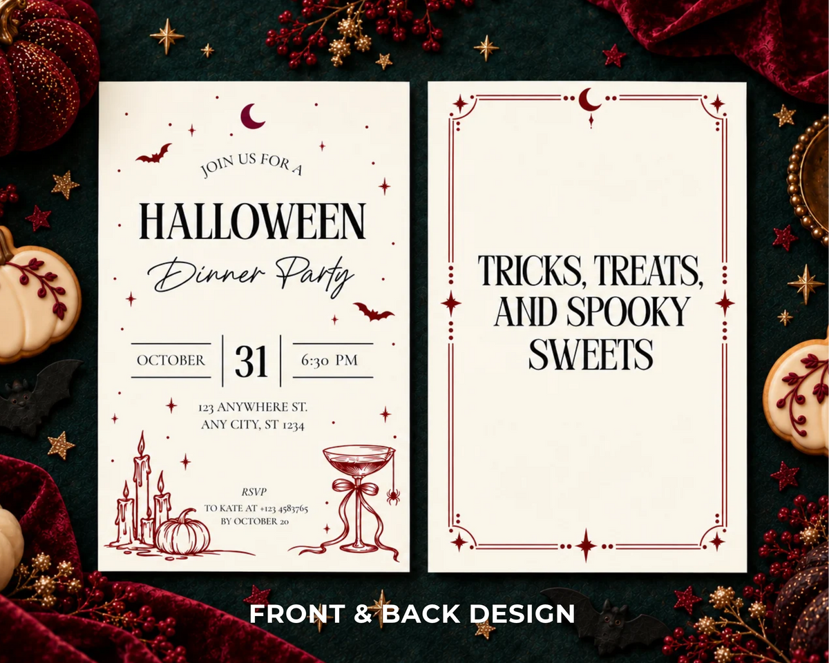 Halloween Invitation - Burgundy Moon
