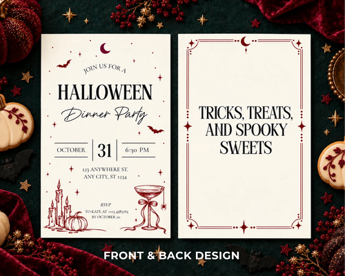 Halloween Invitation - Burgundy Moon