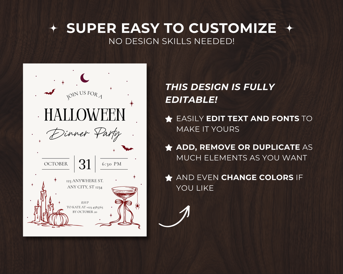 Halloween Invitation - Burgundy Moon