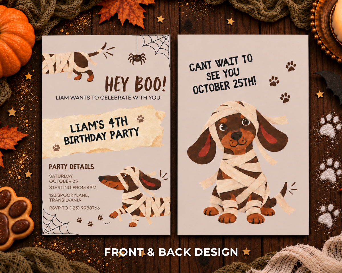 Halloween Invitation - Mummy Paws