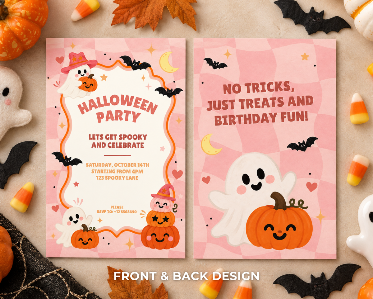 Halloween Invitation - Pink Pumpkin Party