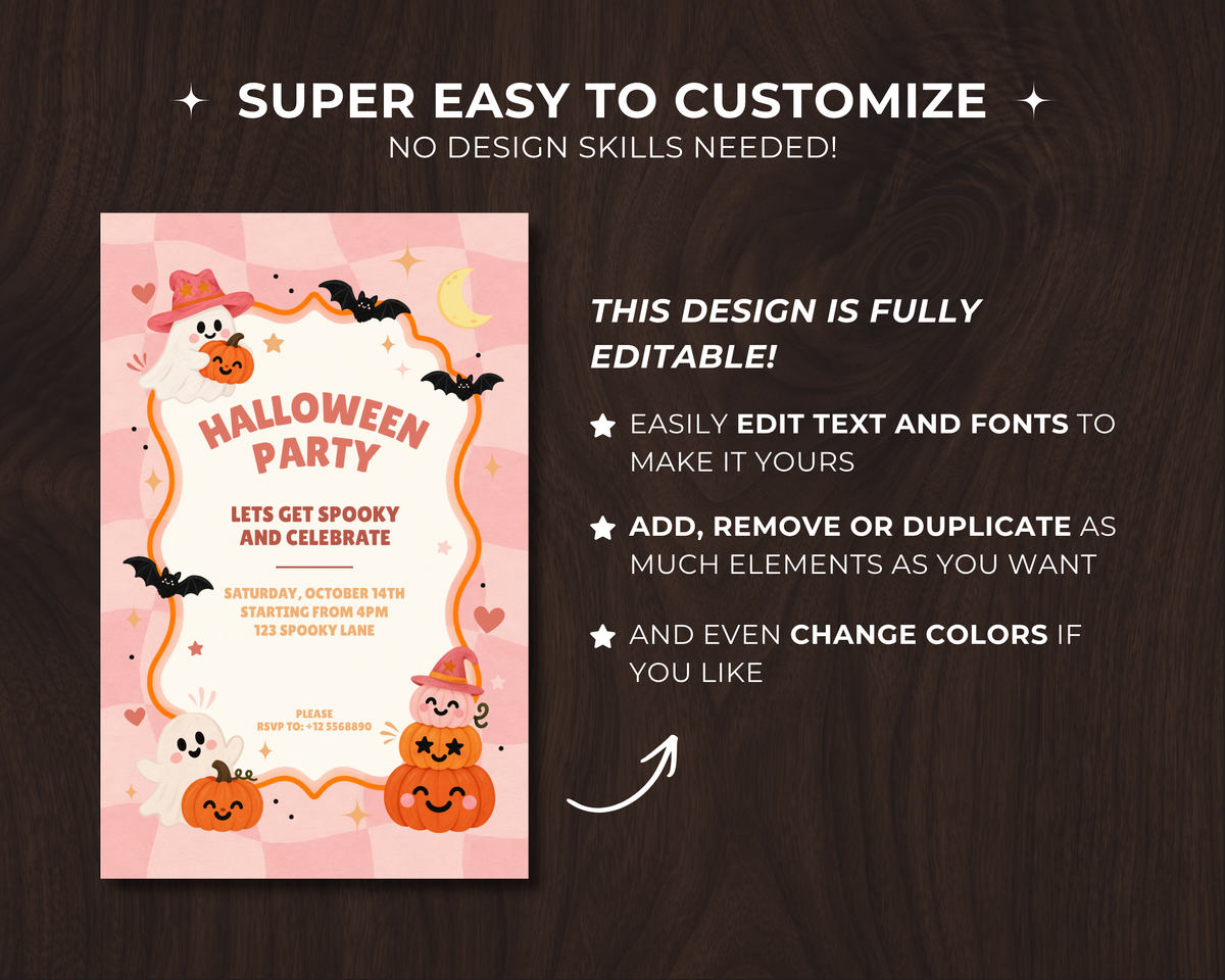 Halloween Invitation - Pink Pumpkin Party