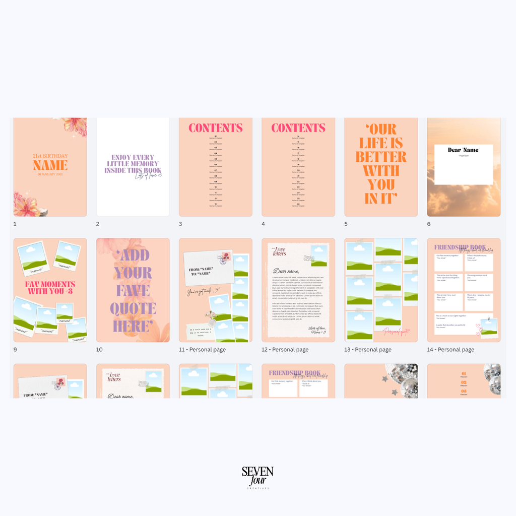 SUNSET SOIRÉE - Birthdaybook- Seven Four Templates