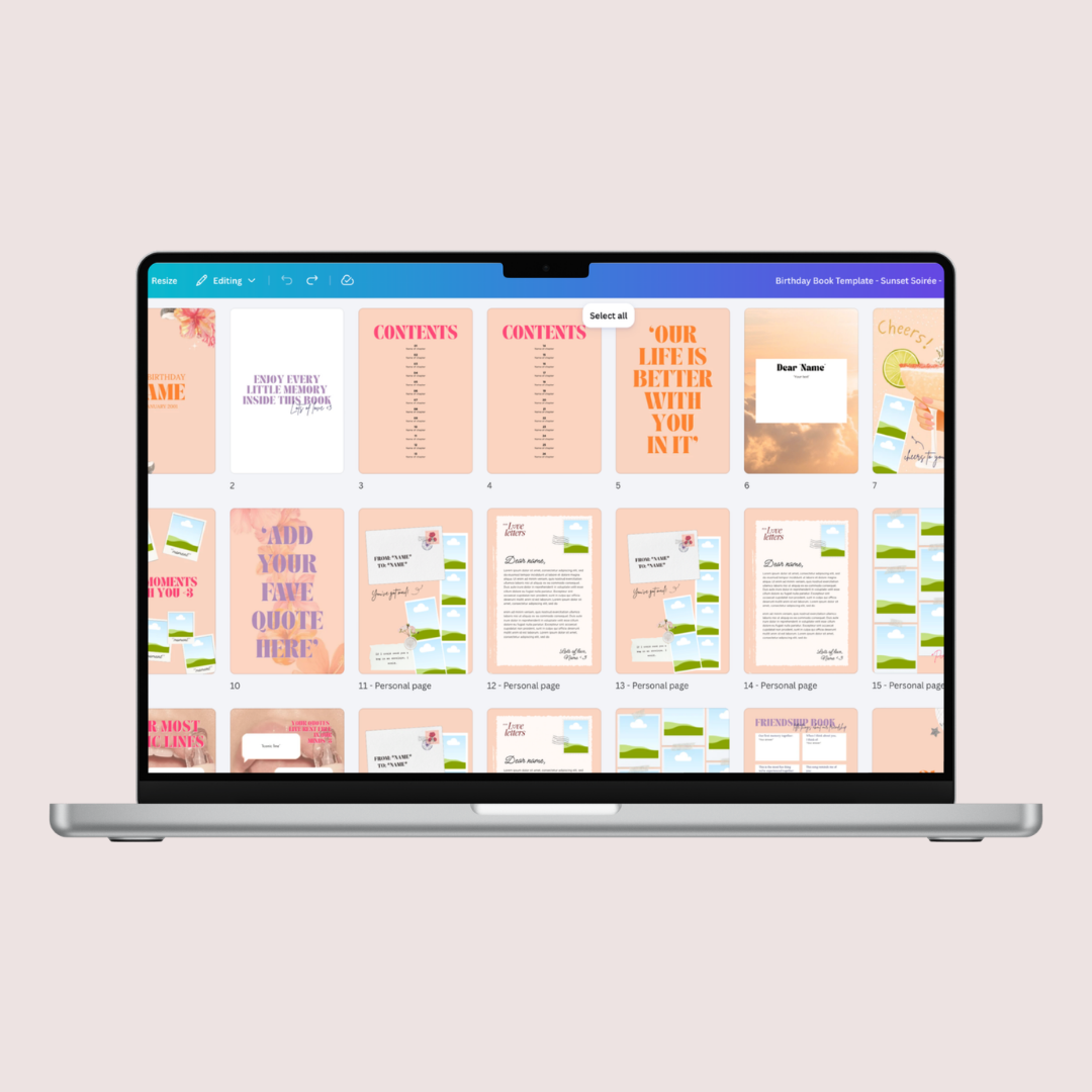 SUNSET SOIREE - Birthdaybook - Seven Four Templates